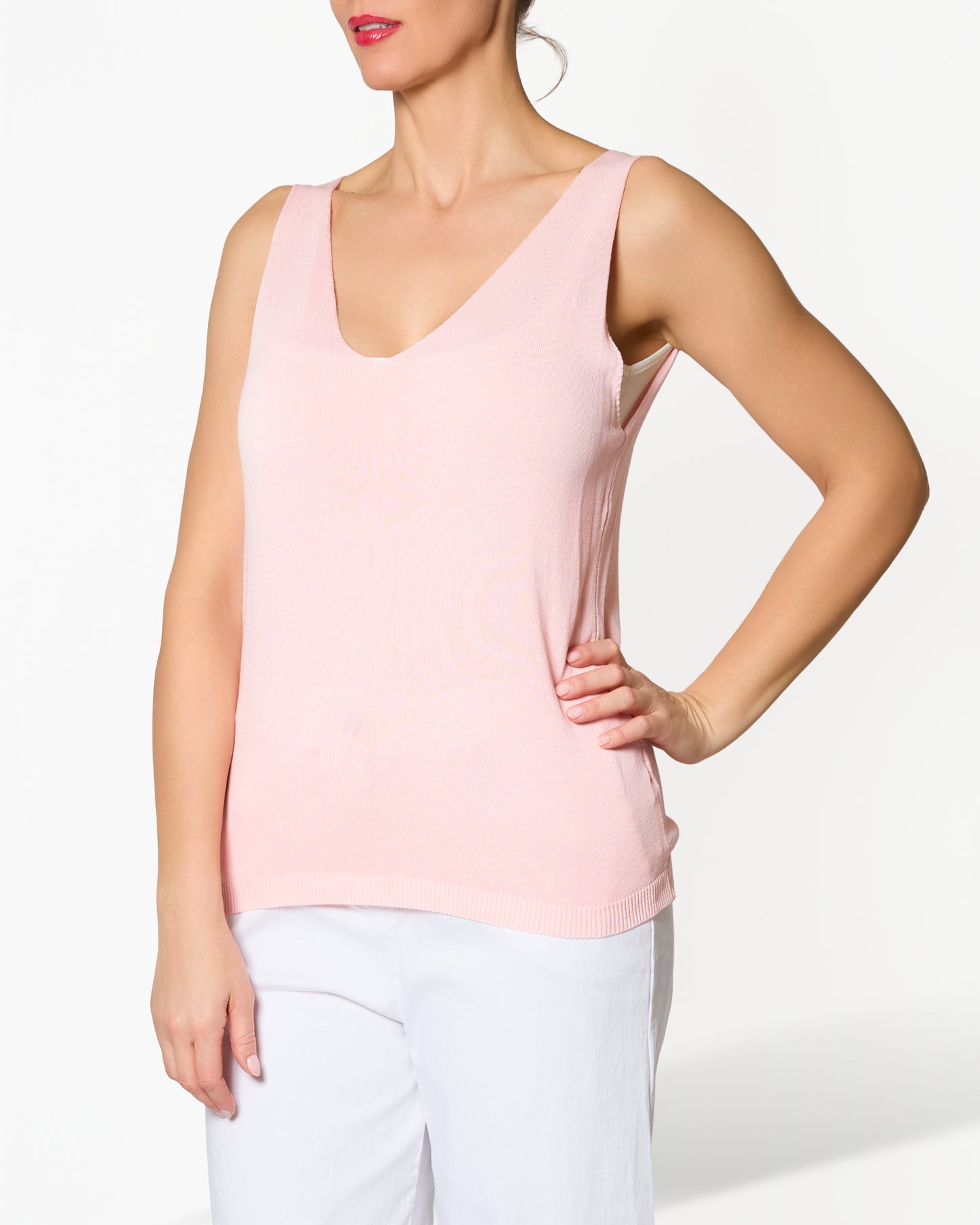 Camisole rose bubblegum à encolure en V profond à l’avant et au dos