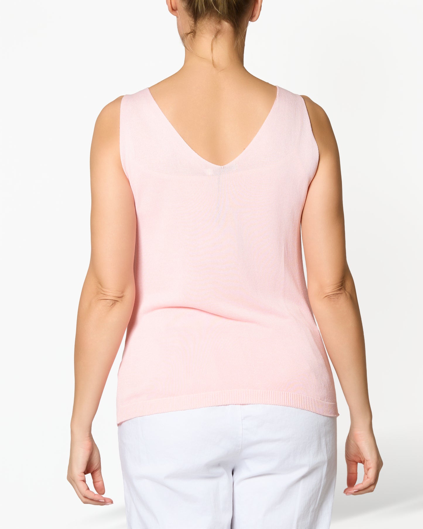 Camisole rose bubblegum à encolure en V profond à l’avant et au dos