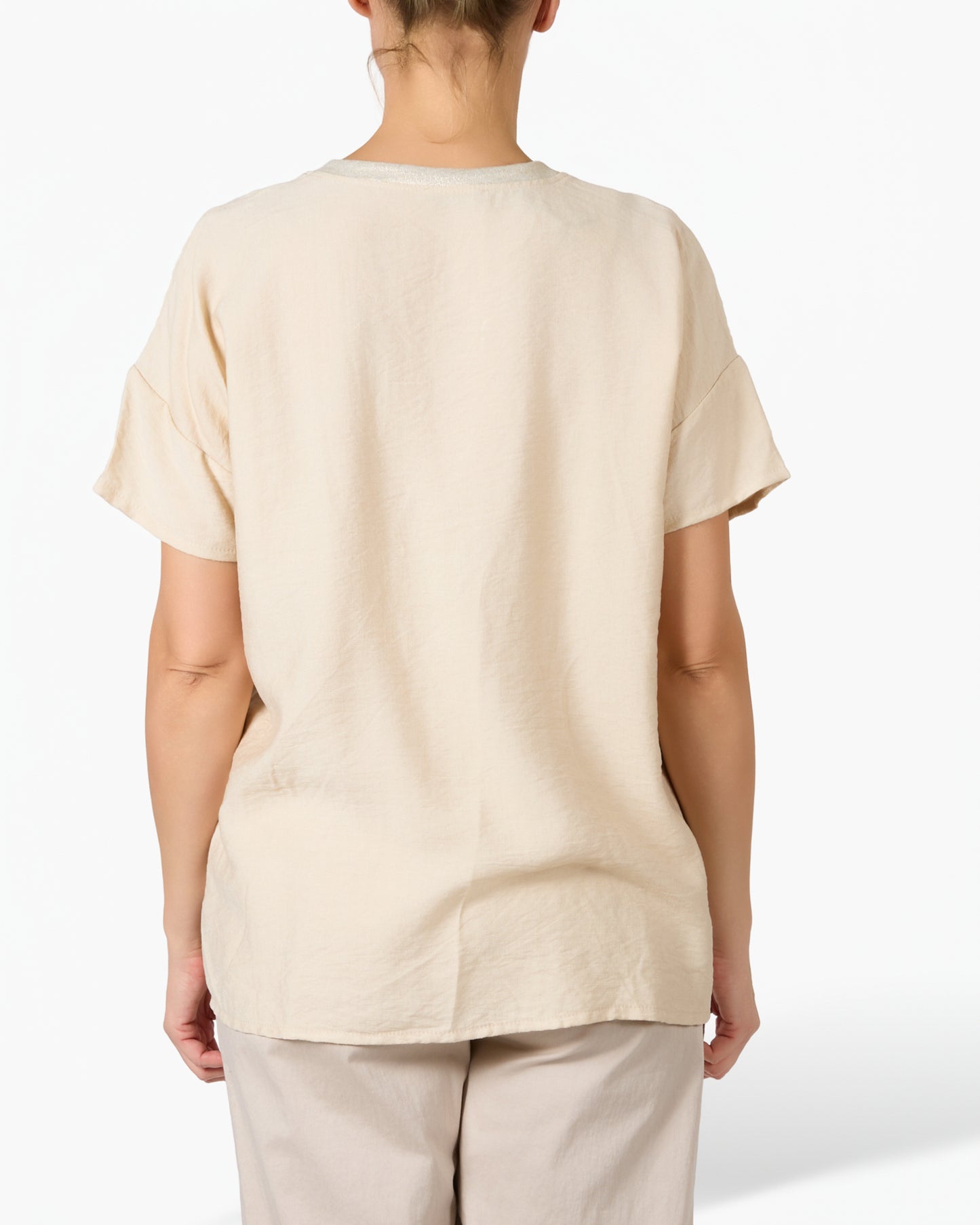 T-shirt graphique beige imprimé animal et parfum doré