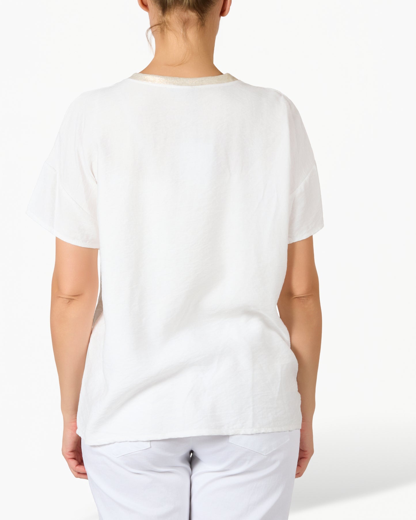 T-shirt graphique blanc imprimé animal et parfum doré