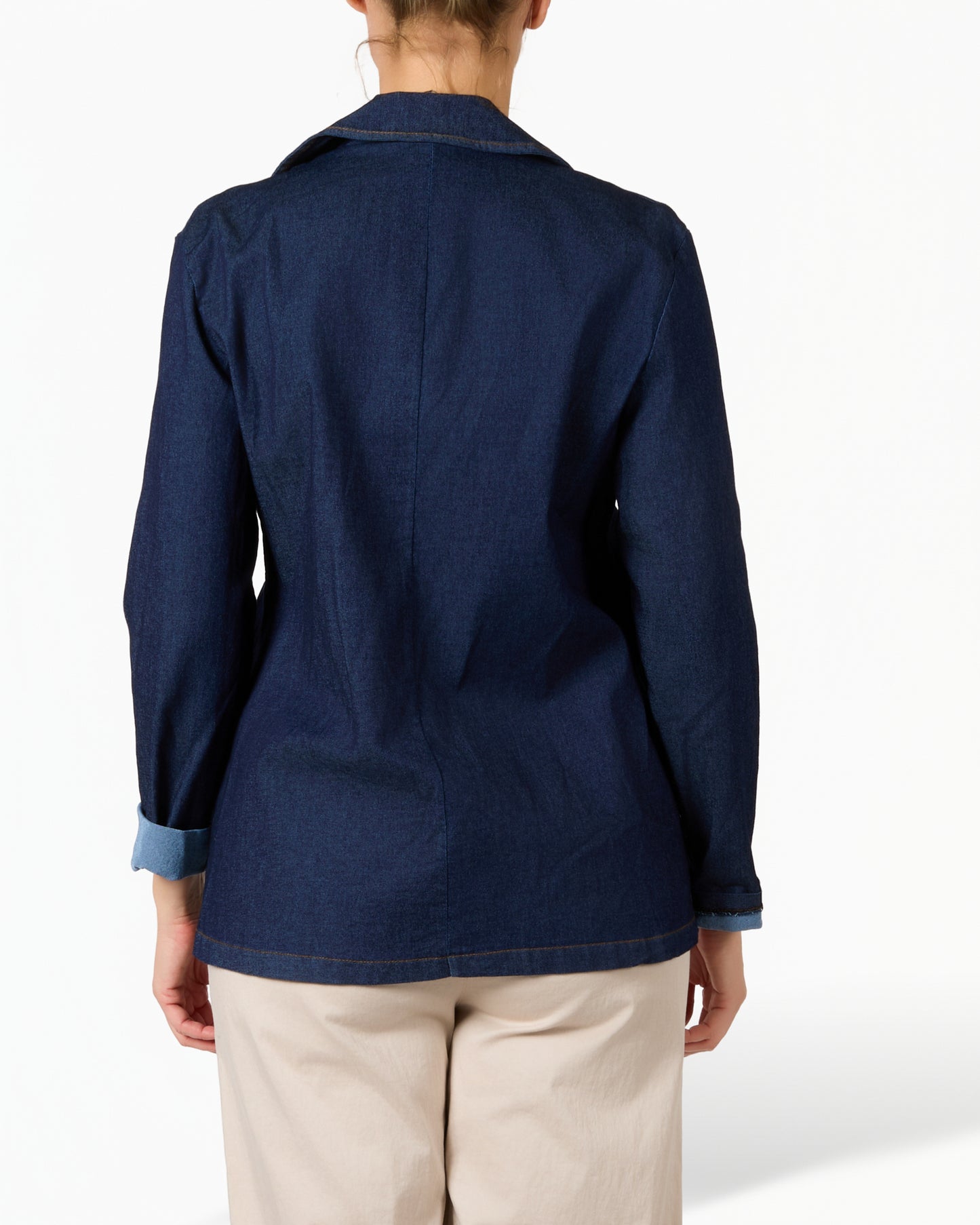 Blazer en denim foncé extensible à 2 poches