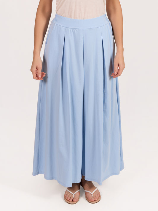 Pantalon bleu fluide à jambe extra large et taille élastique