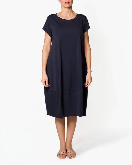 Robe t-shirt coupe barrel bleu midnight à poches
