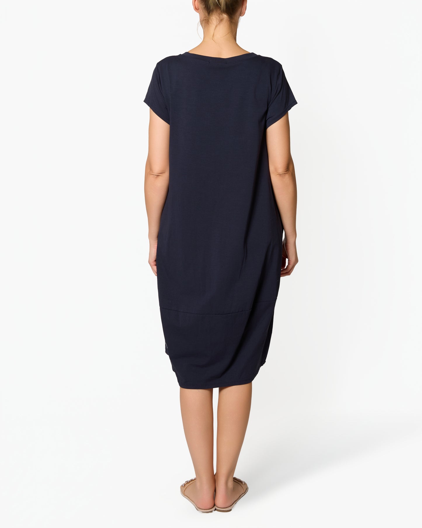 Robe t-shirt coupe barrel bleu midnight à poches