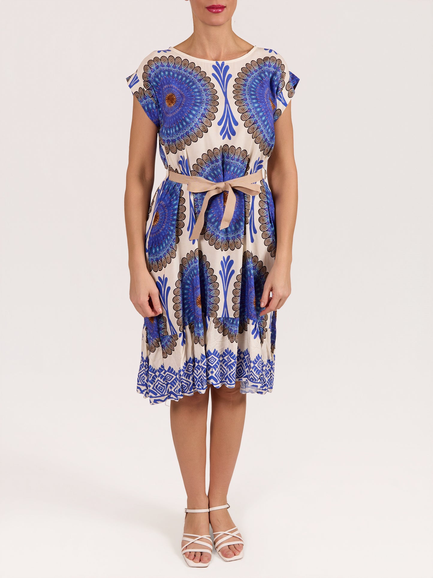 Robe ceinturée ruban paon mandella