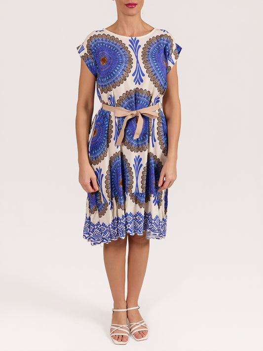 Robe ceinturée ruban paon mandella