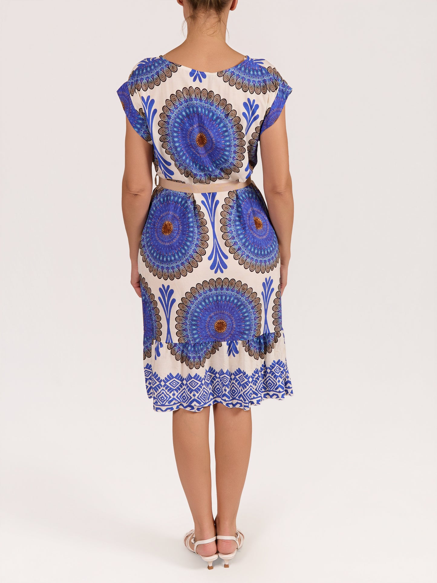 Robe ceinturée ruban paon mandella