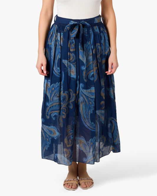 Jupe coton midnight motif paisley abstrait