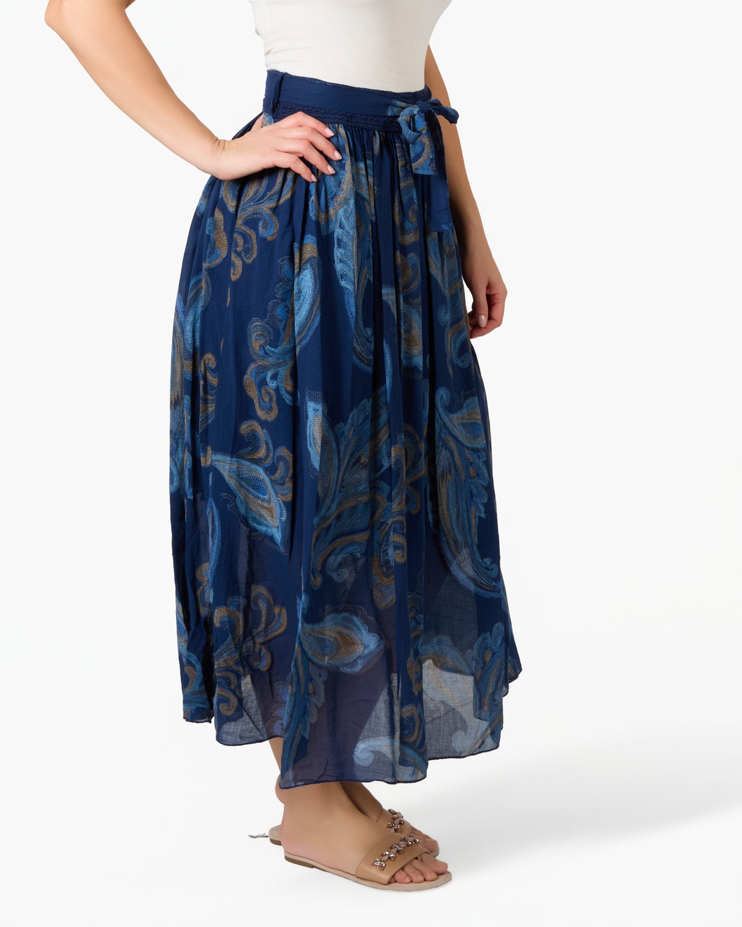 Jupe coton midnight motif paisley abstrait