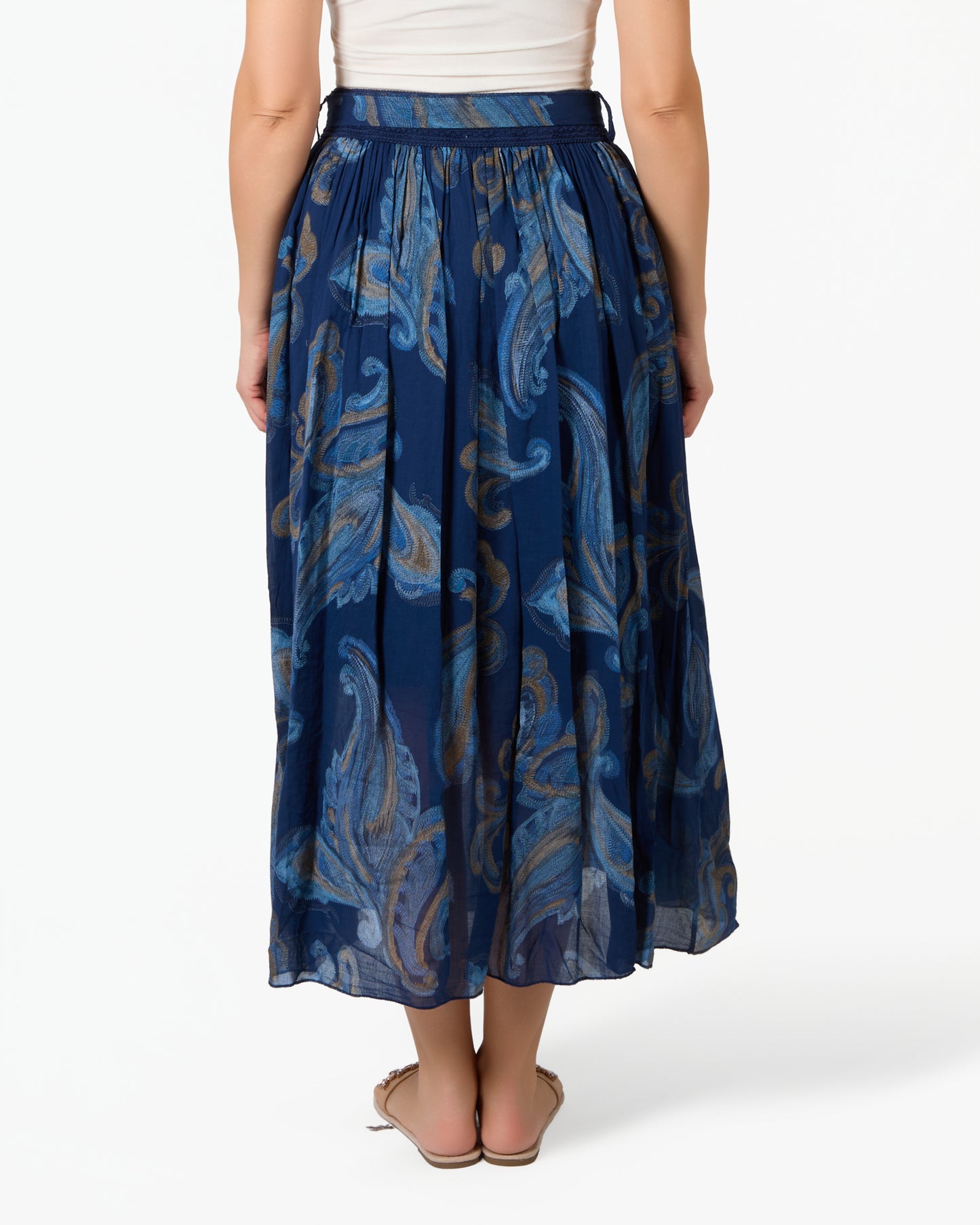 Jupe coton midnight motif paisley abstrait