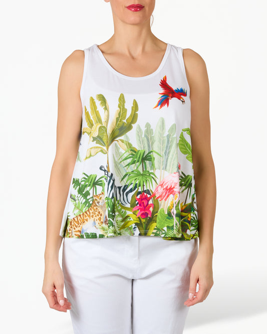 Camisole blanche sans manches tropicale été audacieux