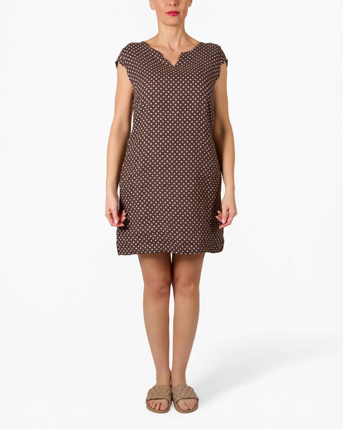 Robe espresso à pois mini manches cap