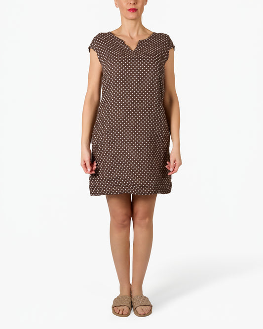 Robe espresso à pois mini manches cap