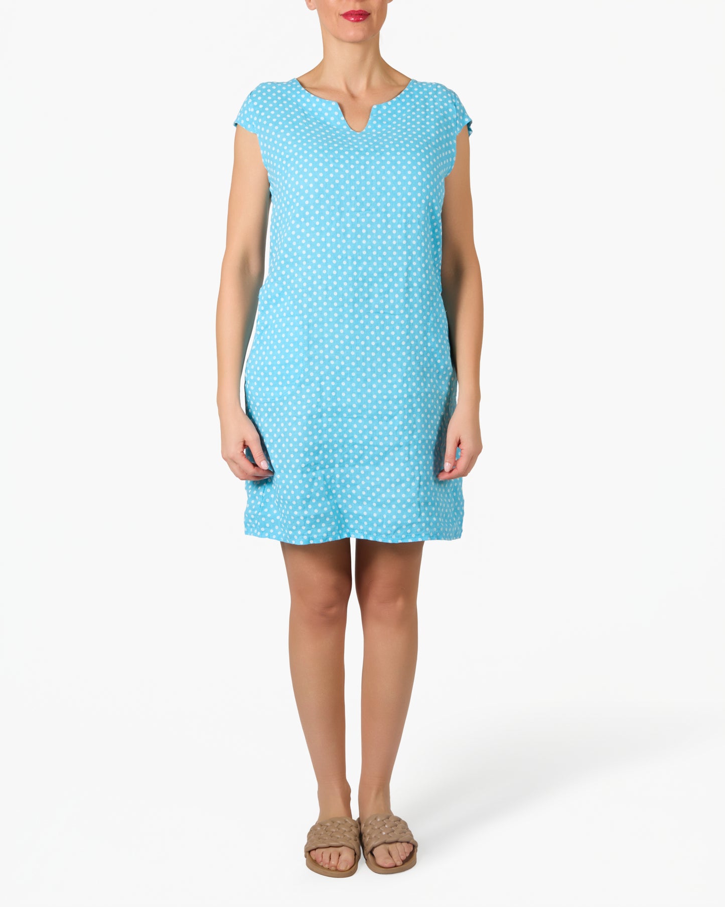 Robe tiffany à pois mini manches cap