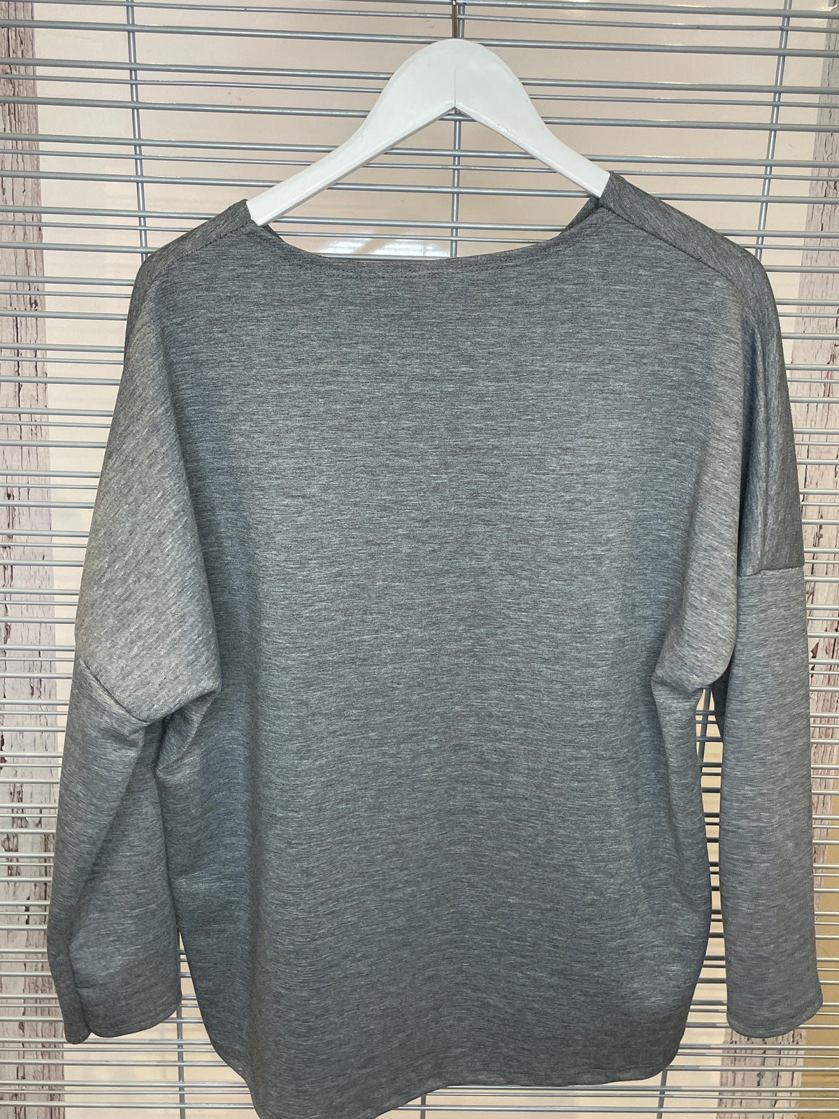 Gold Foil Flower Long Sleeve Top – Heather Grey