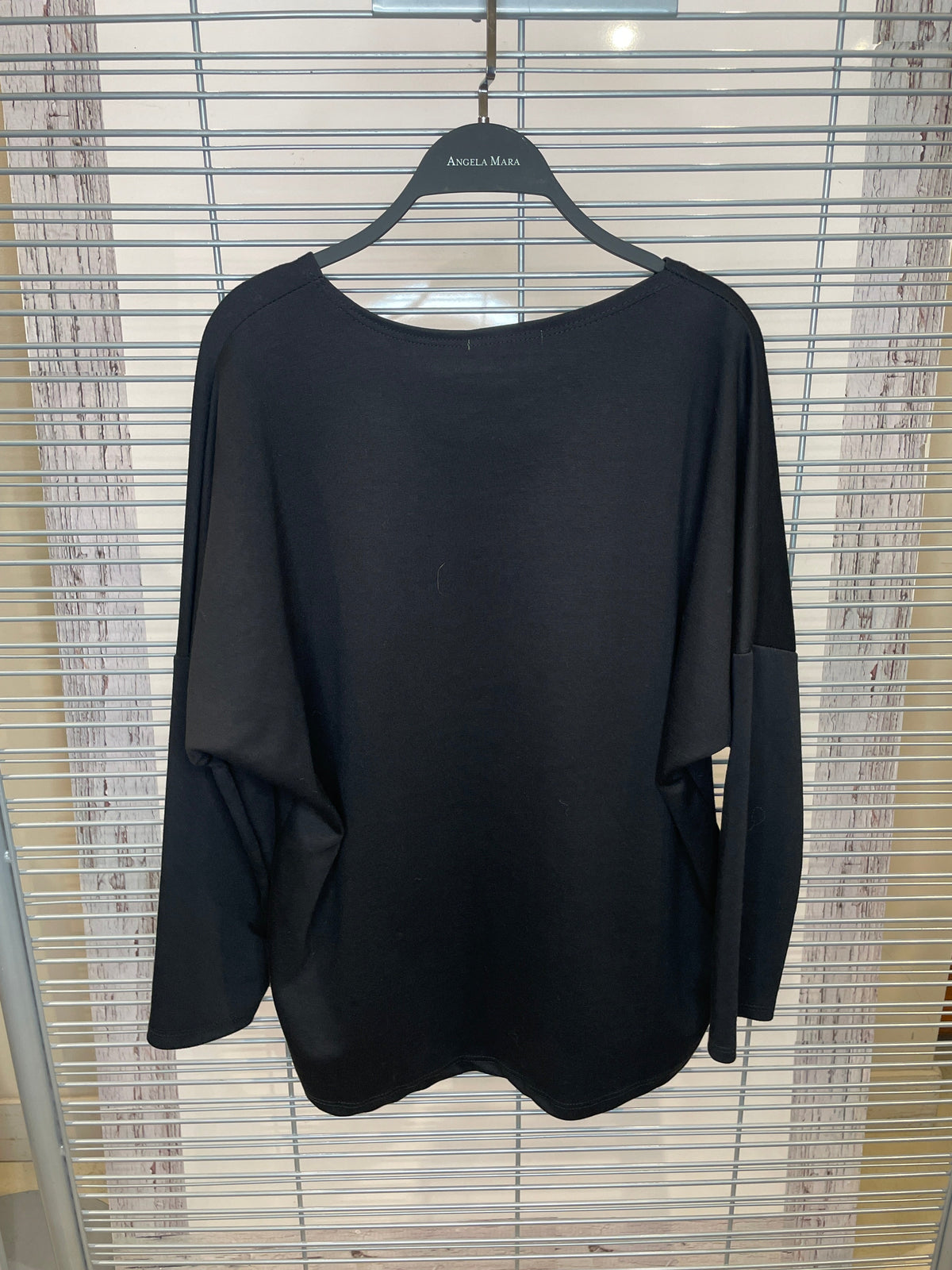 Gold Foil Flower Long Sleeve Top – Black