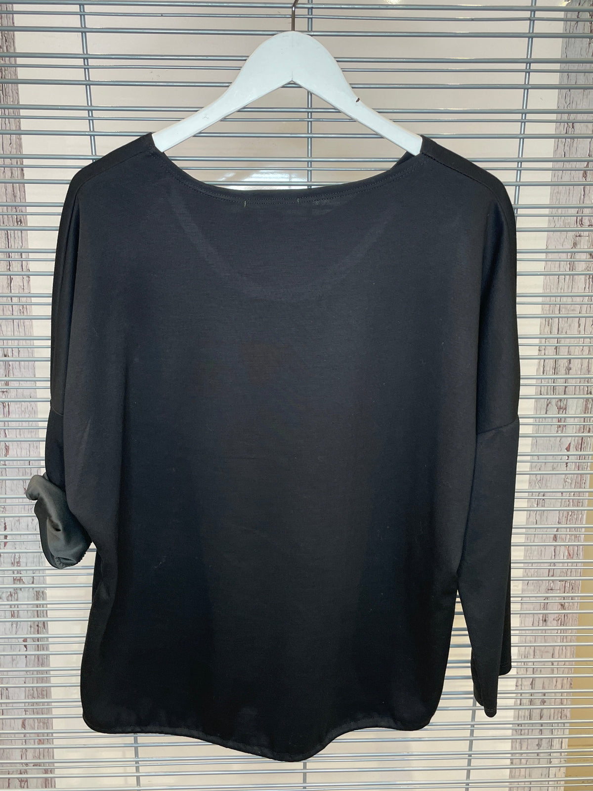 Nine Hearts Gold Foil Top with Drawstring Hem – Black