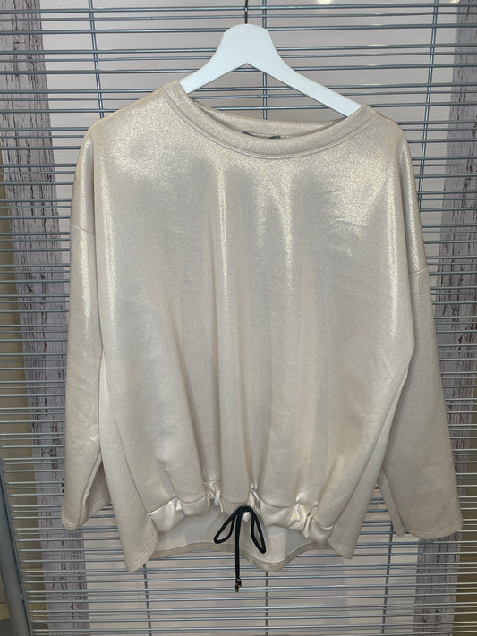 Shimmer Drawstring Hem Sweatshirt – Champagne