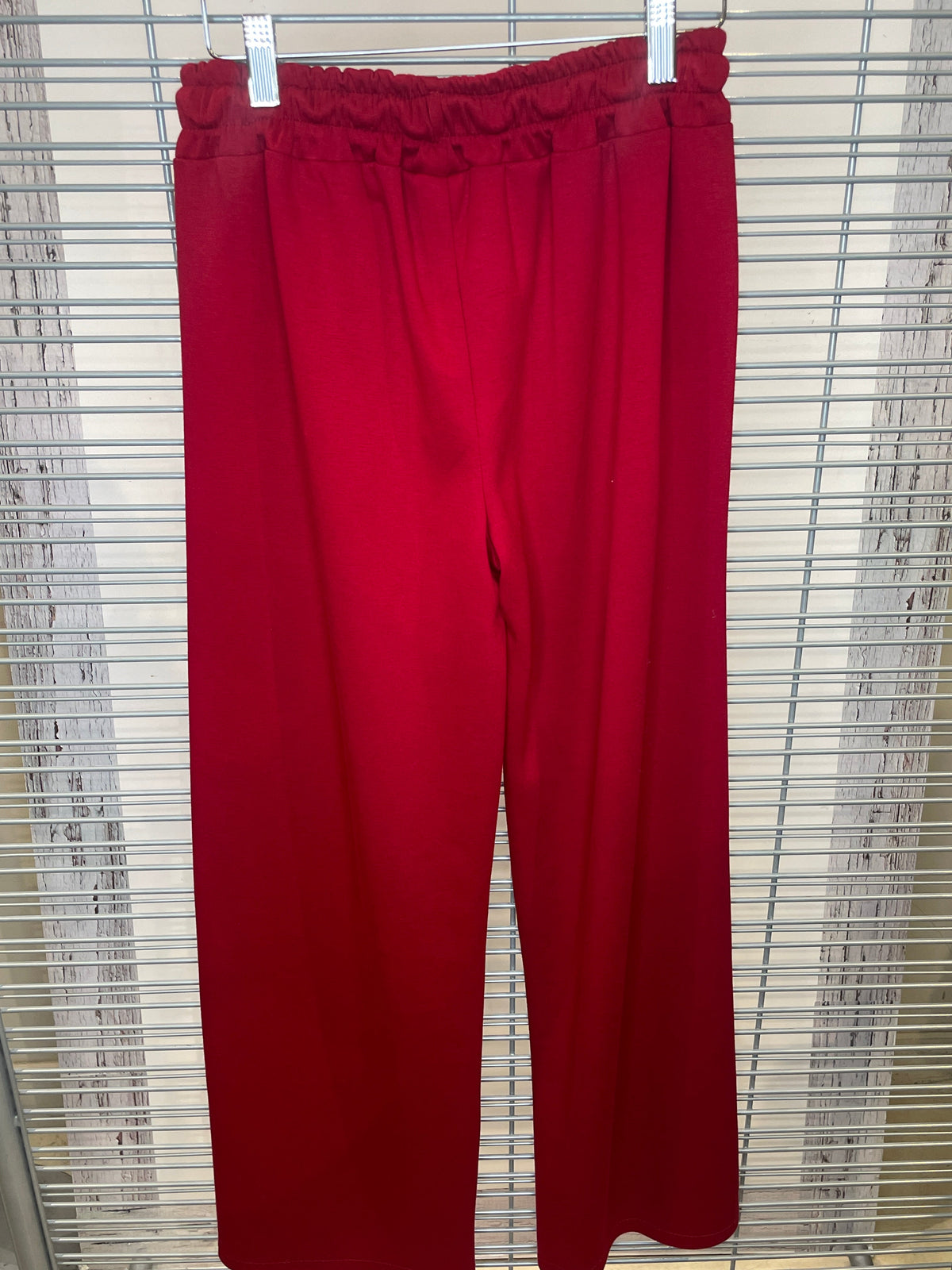 Soft Jersey Wide-Leg Drawstring Pants – Red