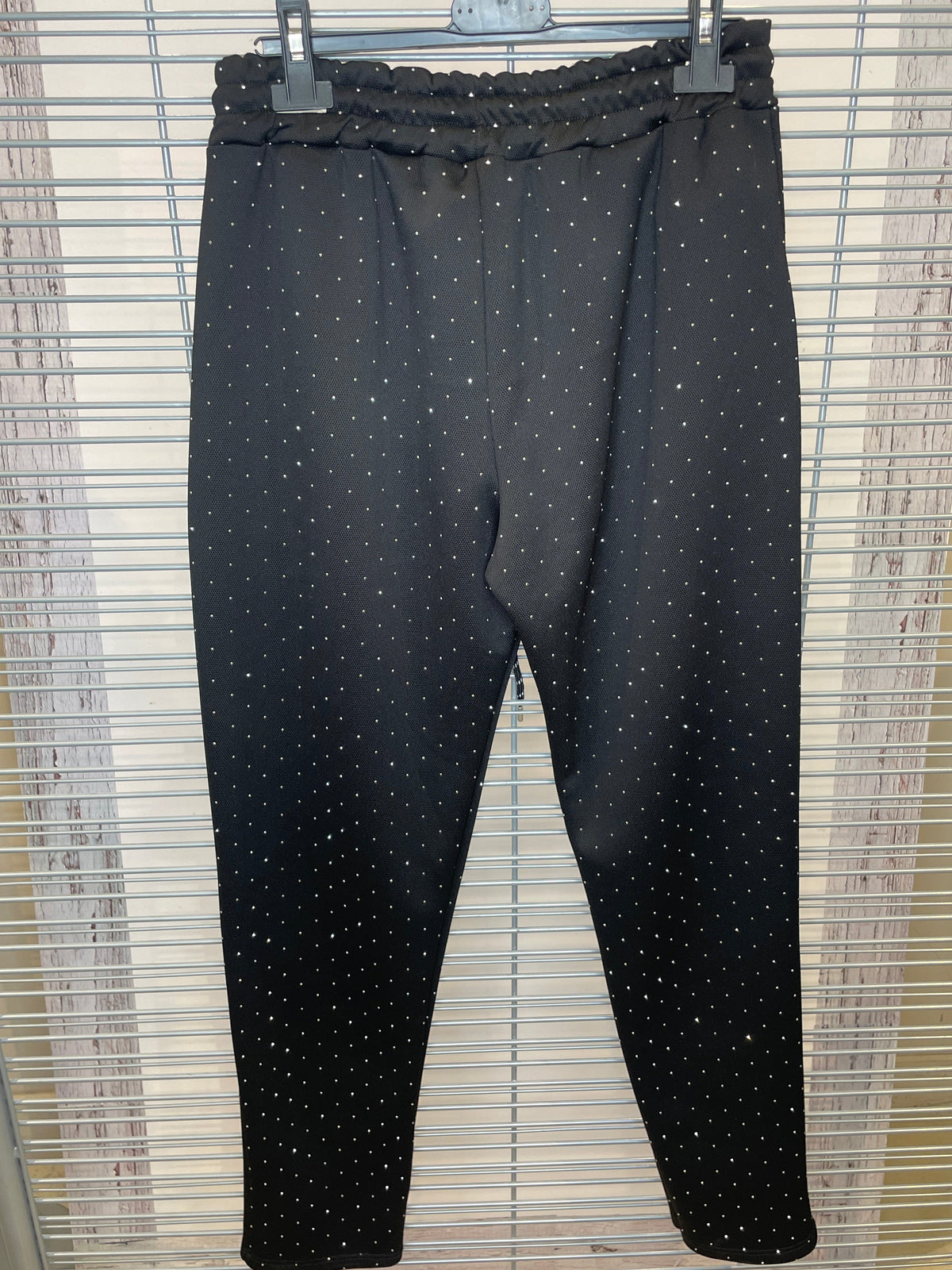 Studded Jogger Pants with Drawstring Waist – Black