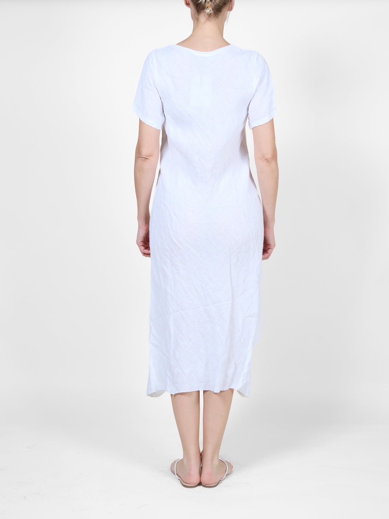 flowy t shirt dress White T-Shirt Dress with Flowy Asymmetrical Hem – Angelamara Store