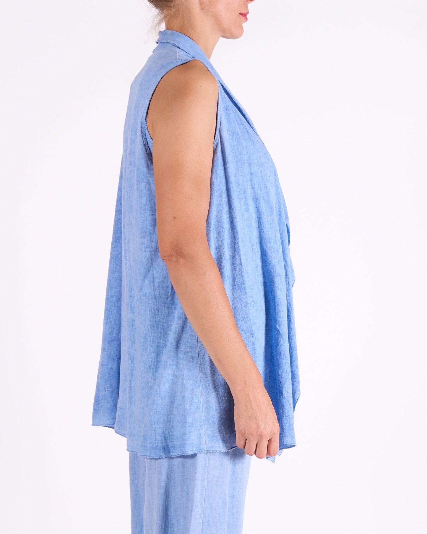 Ocean Blue Sleeveless Lightweight Vest Cardigan