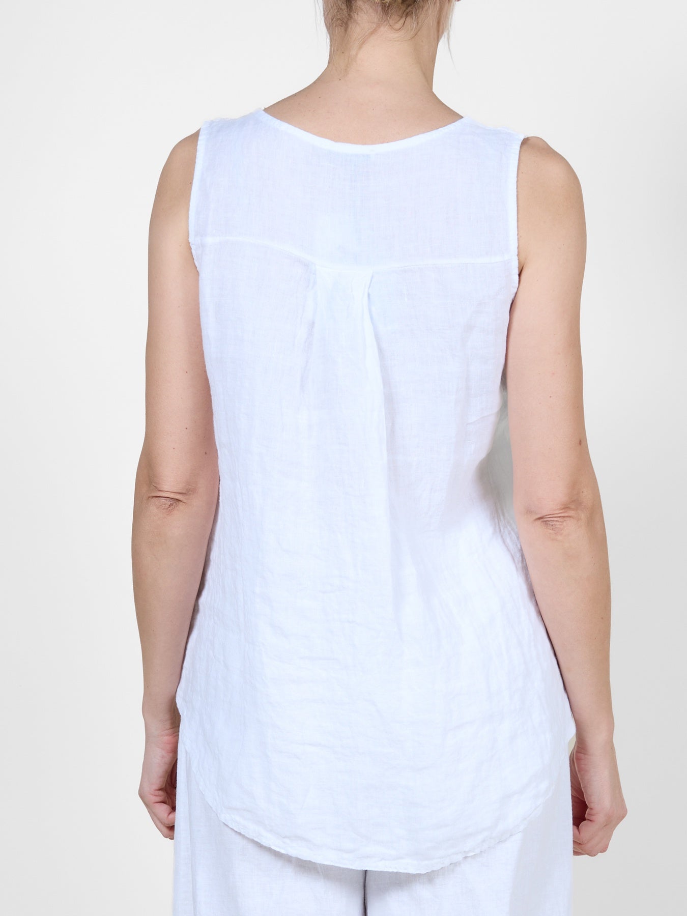 White Button Detail Hi-Low Tank Top