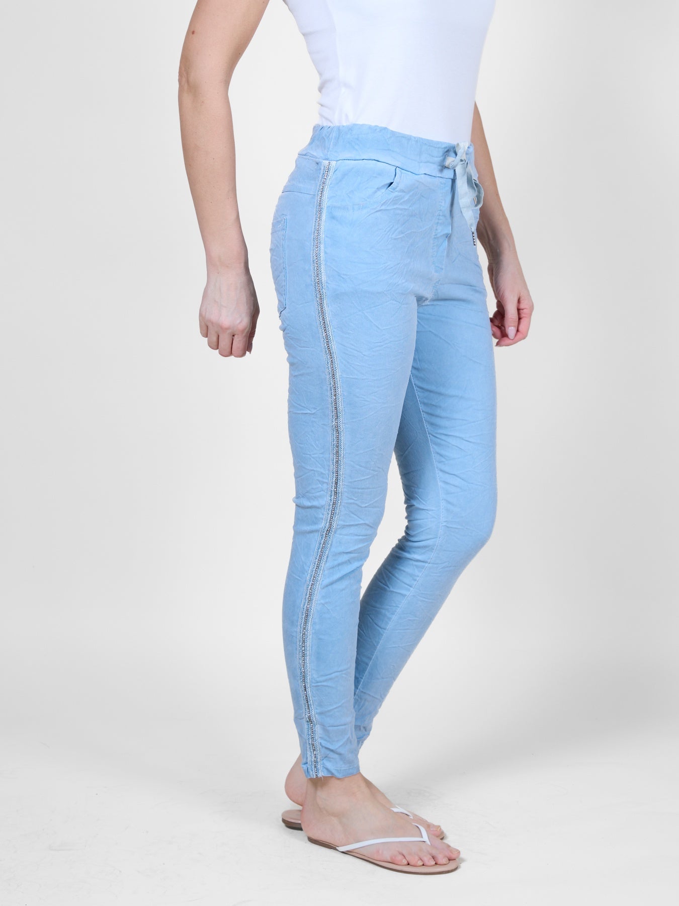 Pantalon de jogging bleu clair avec cordon de serrage à la taille