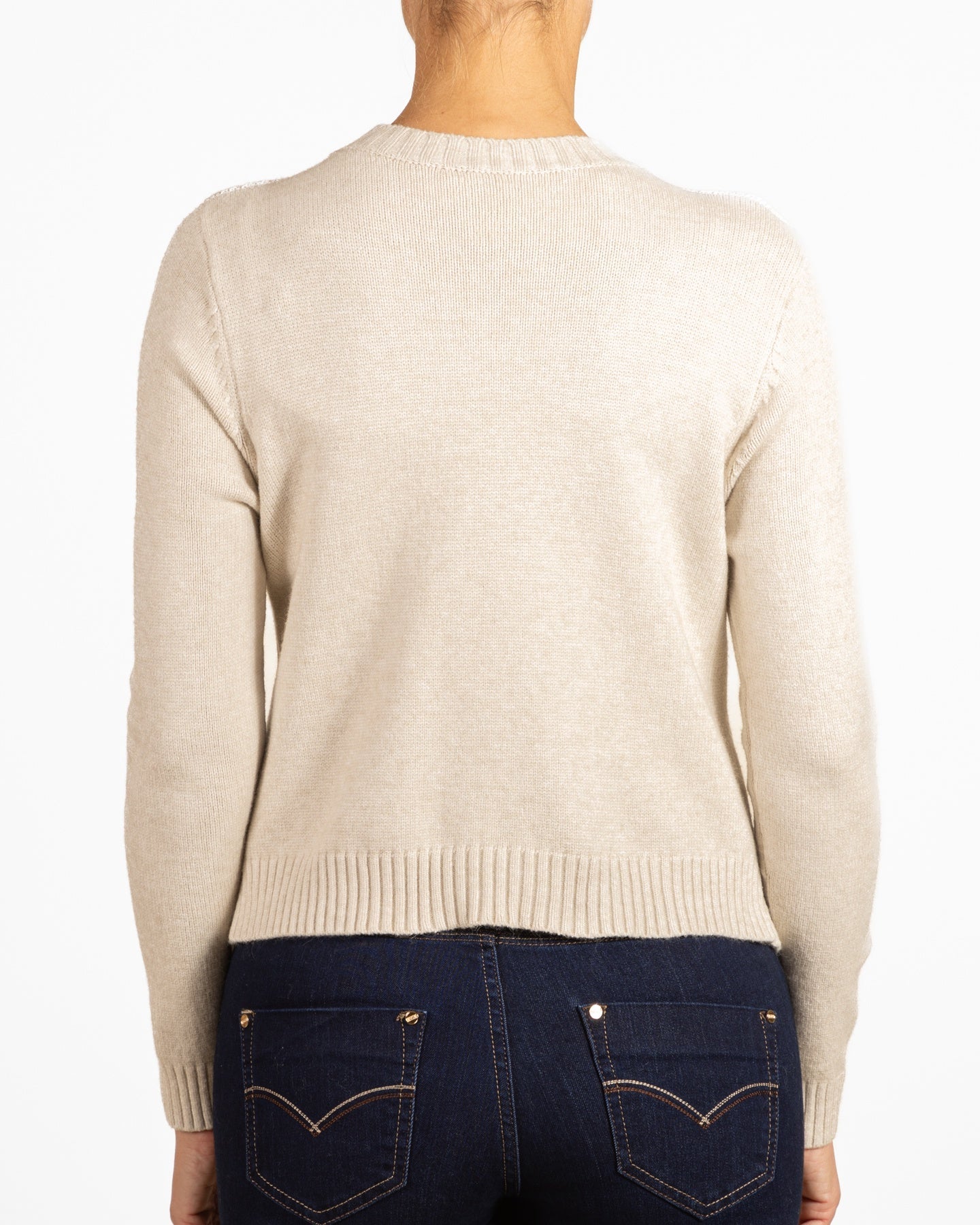 Oatmeal Diamond Cableknit Crew Neck Pullover