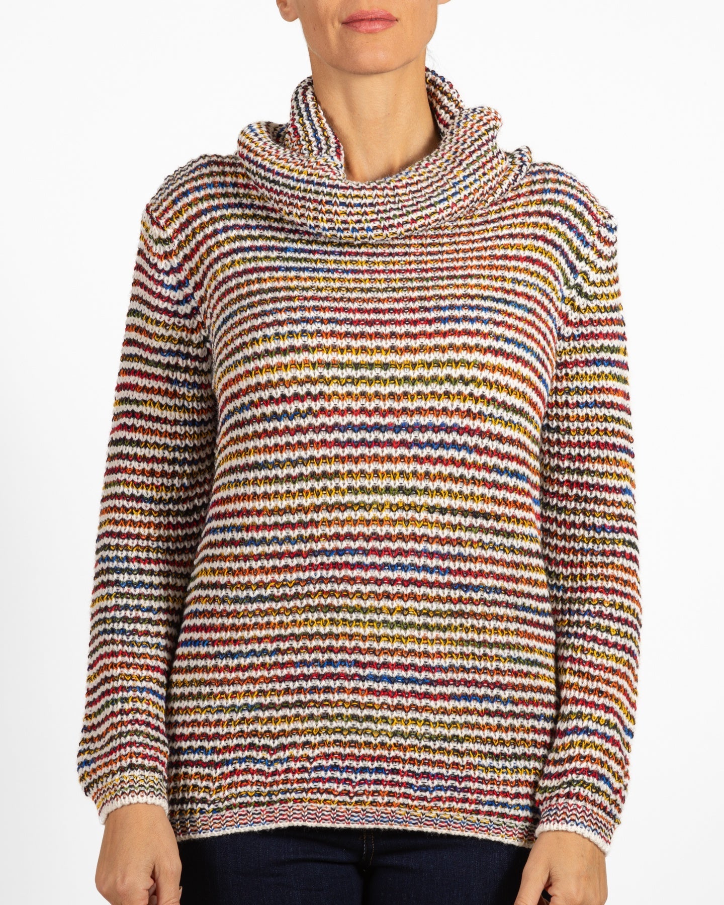 Pull à col châle multicolore