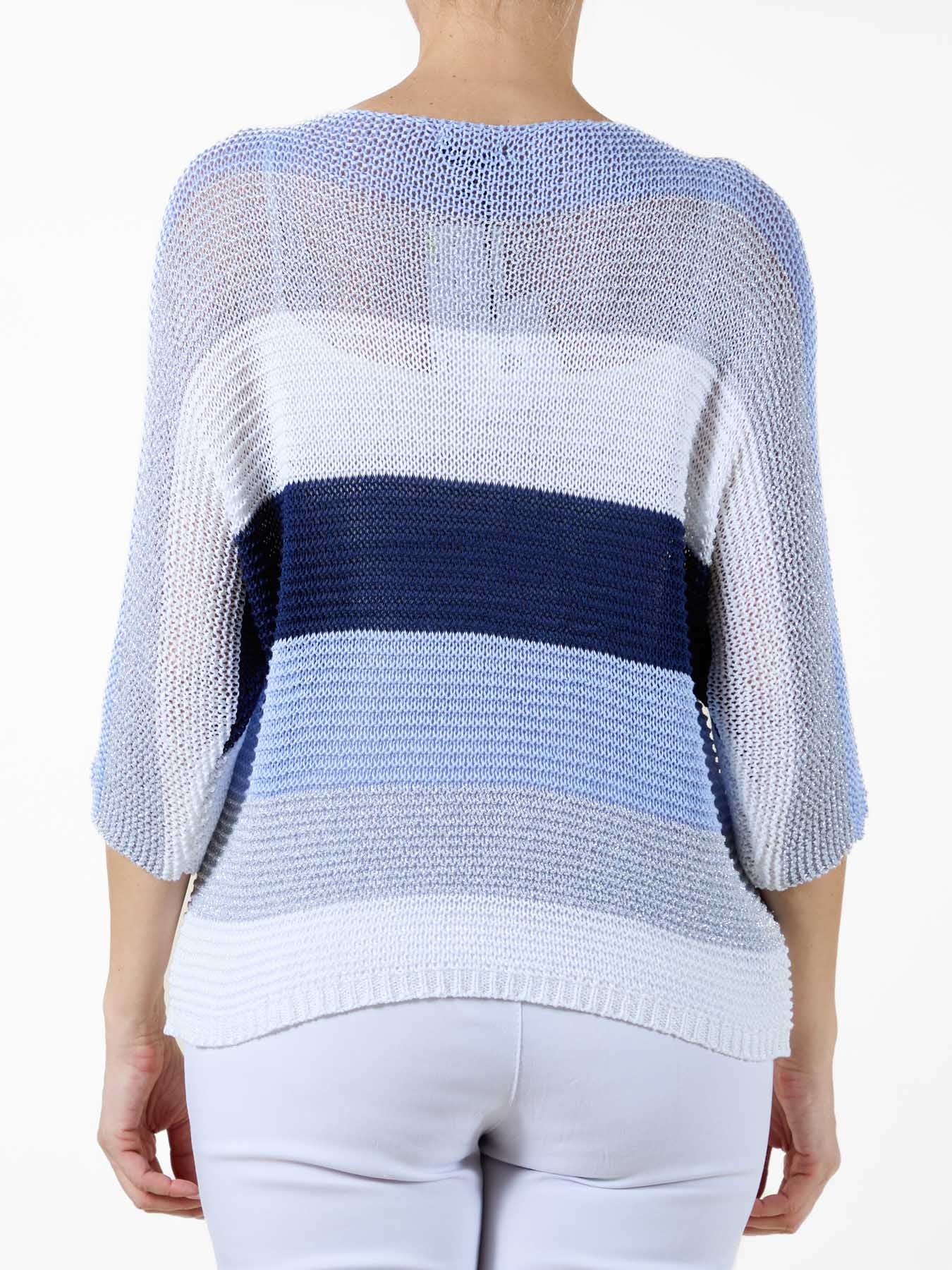 Pull à manches longues rayé bleu ciel en maille ample