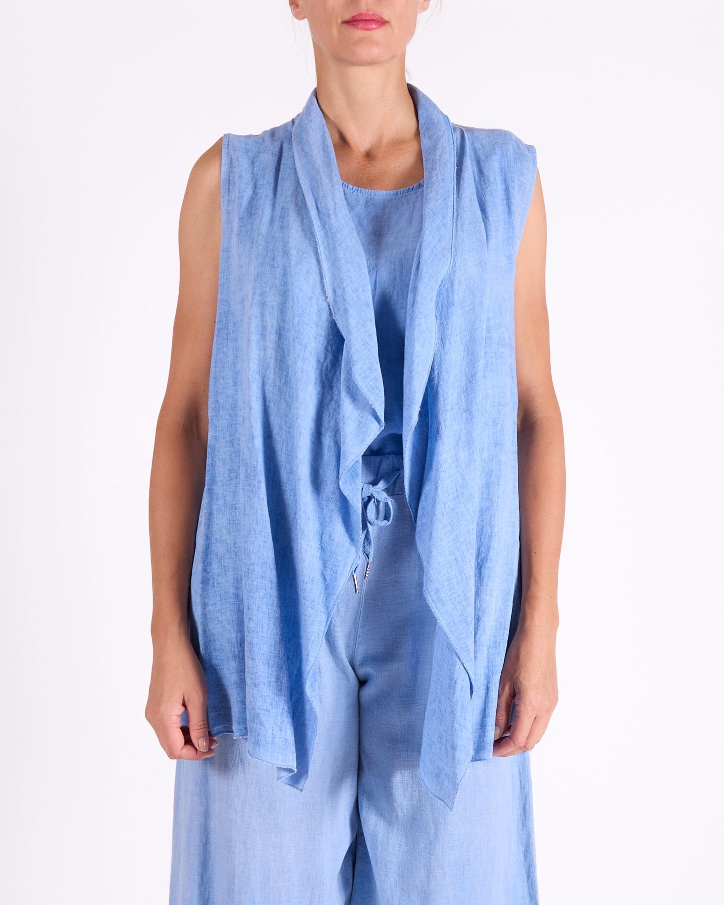 Ocean Blue Sleeveless Lightweight Vest Cardigan