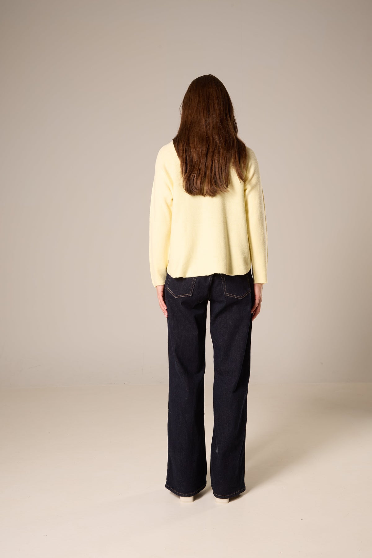 Soft Knit Mock Neck Sweater with Rolled Hem – Butter Yellow