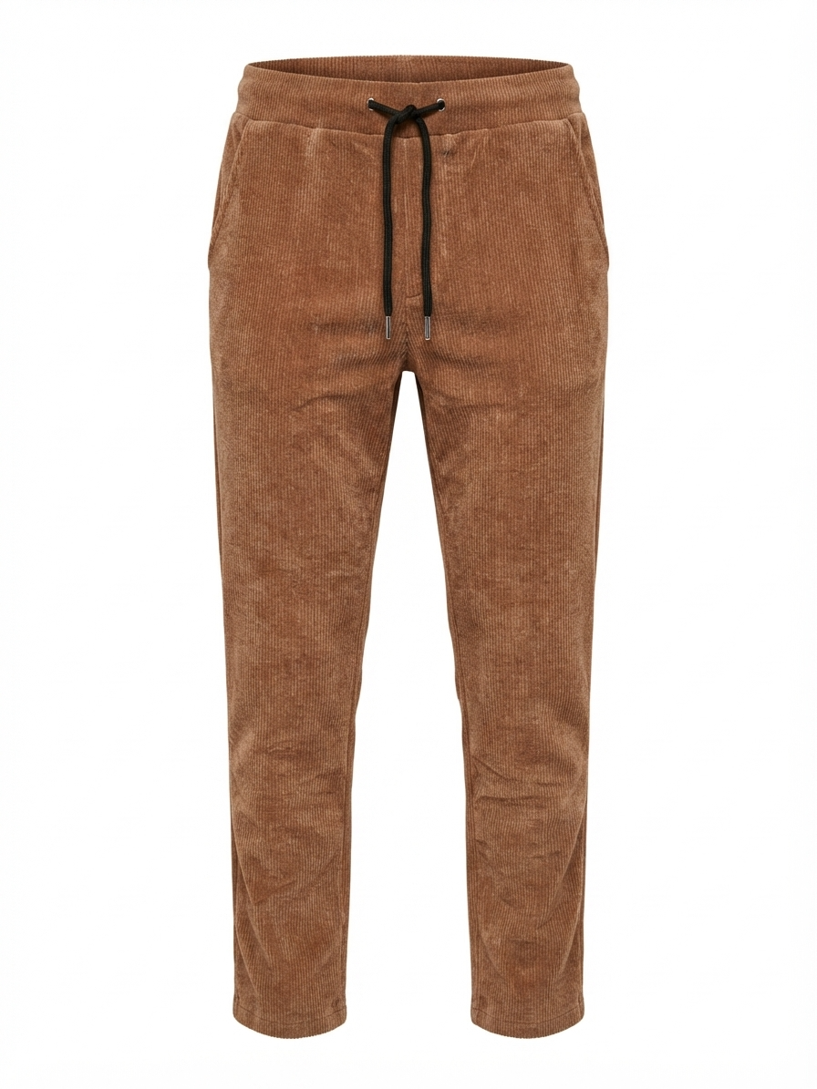 Ribbed Chenille Drawstring Pants – Brown