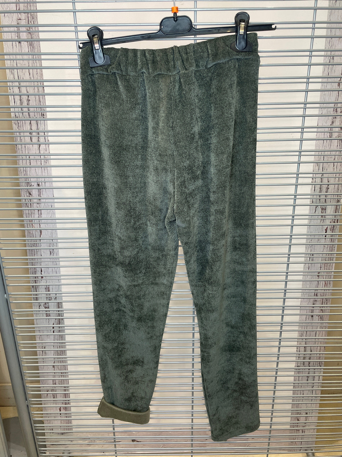 Ribbed Chenille Drawstring Pants – Olive Green