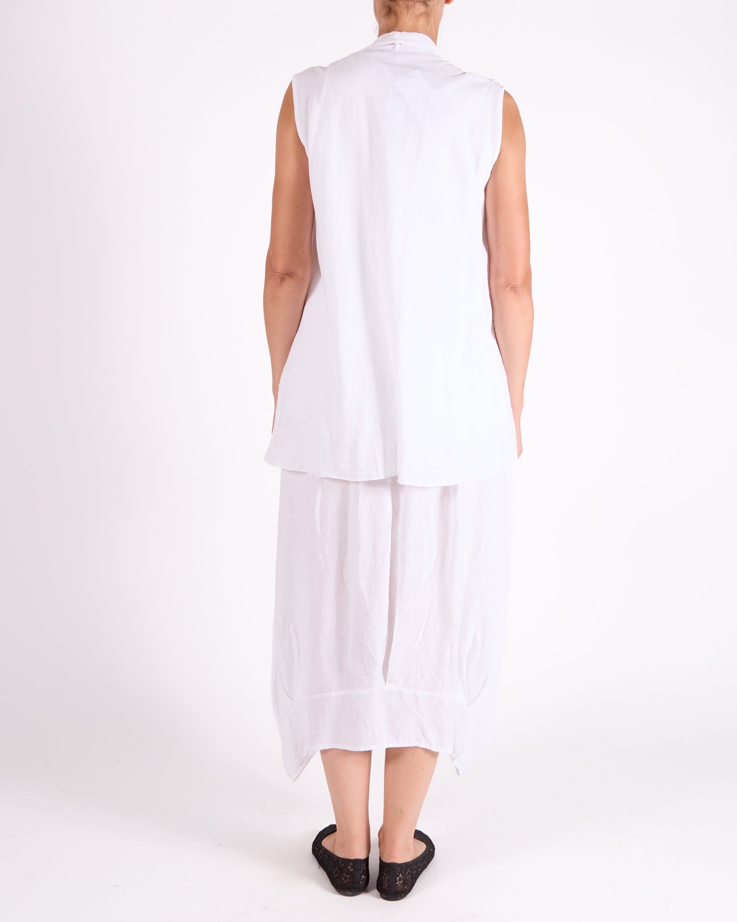 White Sleeveless Lightweight Vest Cardigan