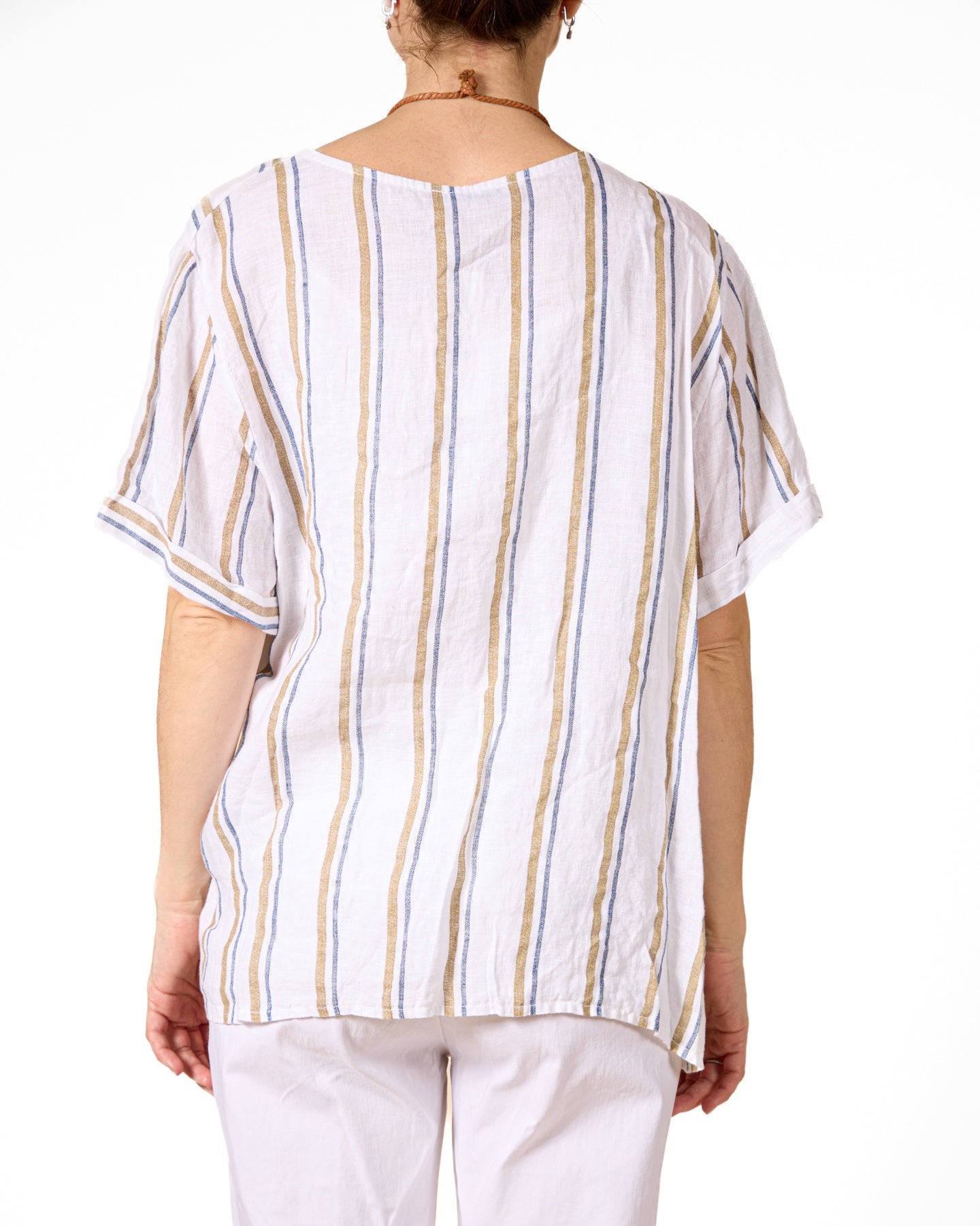 White Side Tie Stripe 2 pc Top