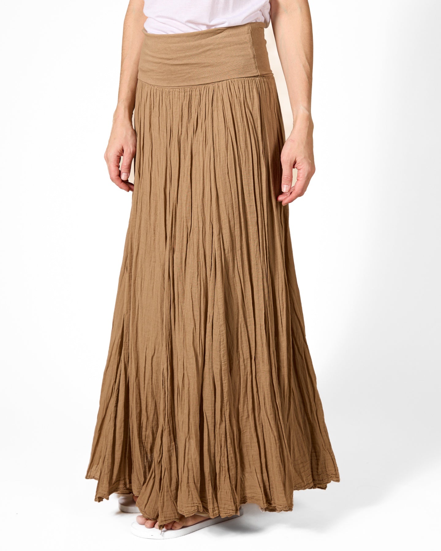 Birch Pull On Fold Over Band Maxi Skirt