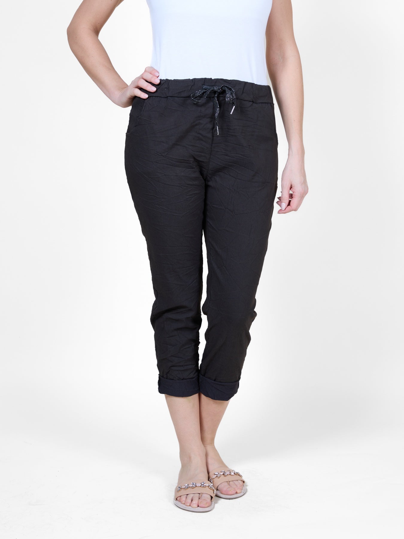 Pantalon de jogging skinny noir avec cordon de serrage à la taille