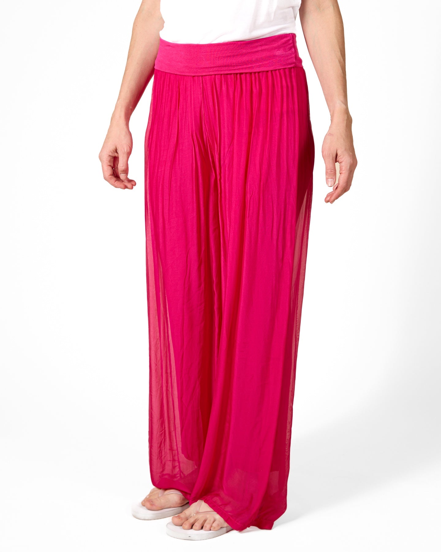 Pantalon Cherry à enfiler à large bande doublé en soie et mélange de soie