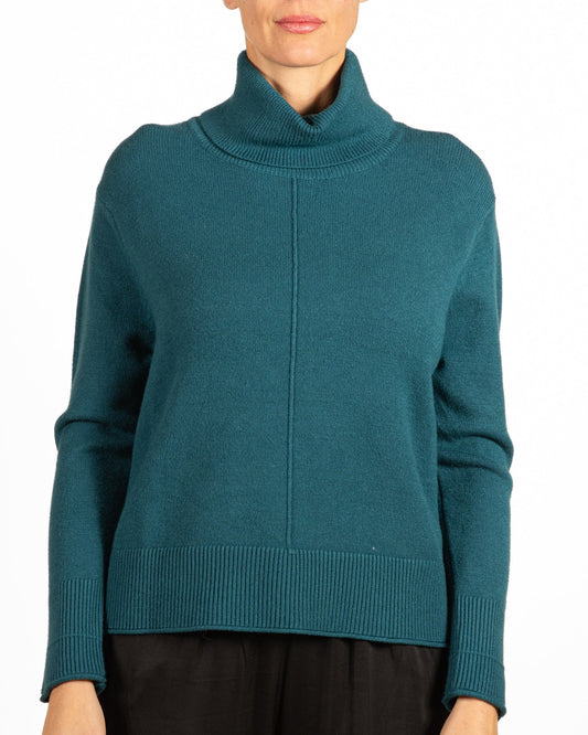 Pull en maille turquoise pour femme