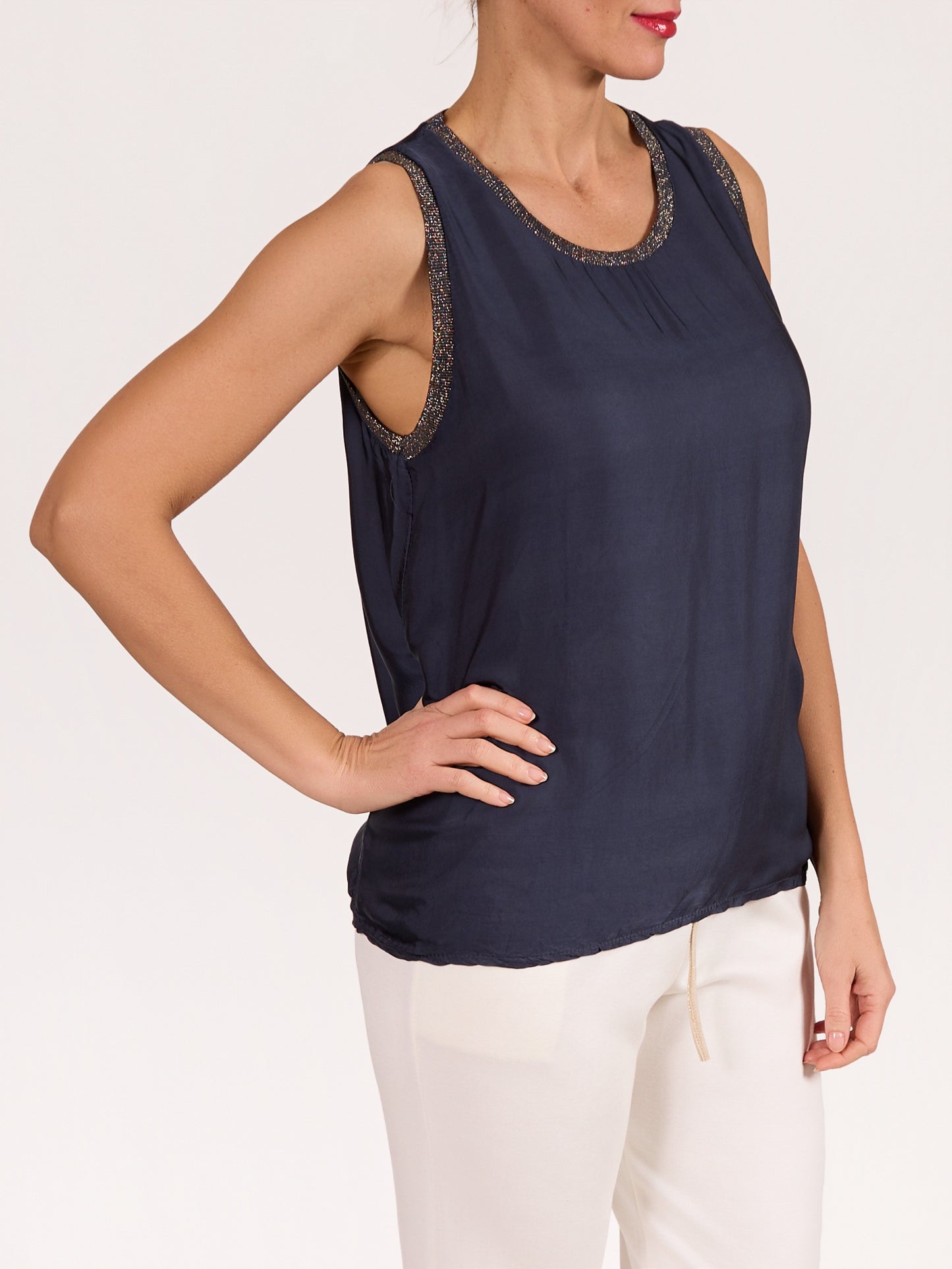 Camisole midnight en satin avec détail lurex