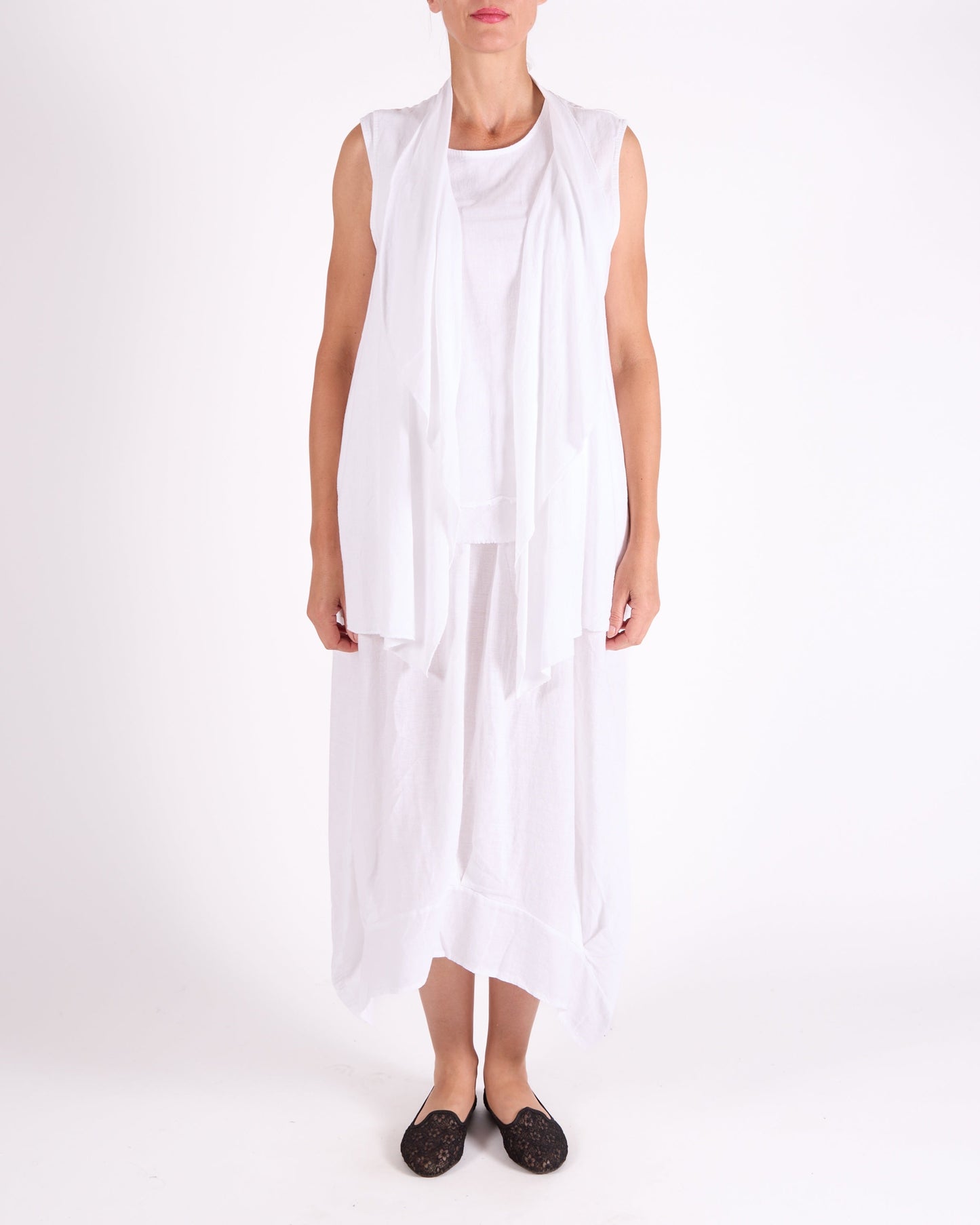 White Sleeveless Lightweight Vest Cardigan