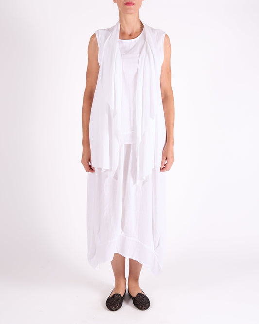 White Sleeveless Lightweight Vest Cardigan