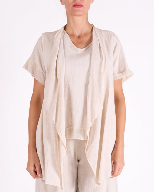 Sand Sleeveless Lightweight Vest Cardigan