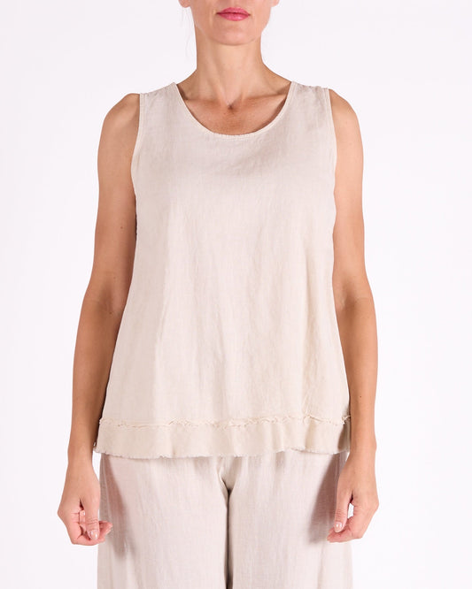 Sand Sleeveless Raw Edge Tank Top