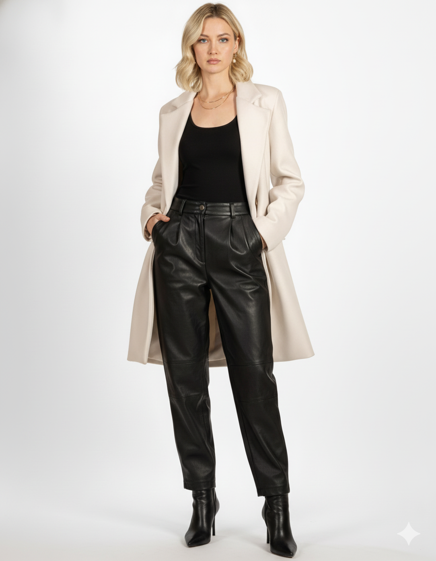 Ivory Double Breasted 2 Pocket Lined Coat