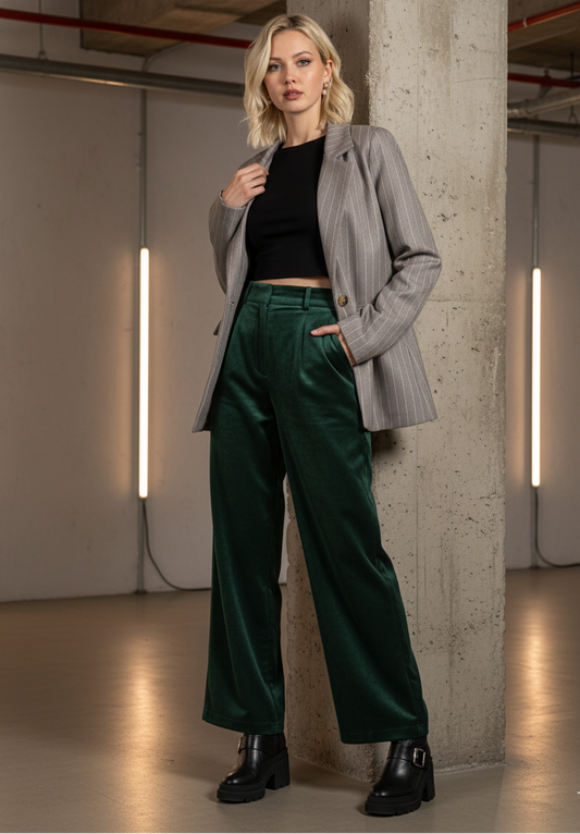 Stone 1 Button 2 Faux Pocket Pin Stripe Blazer