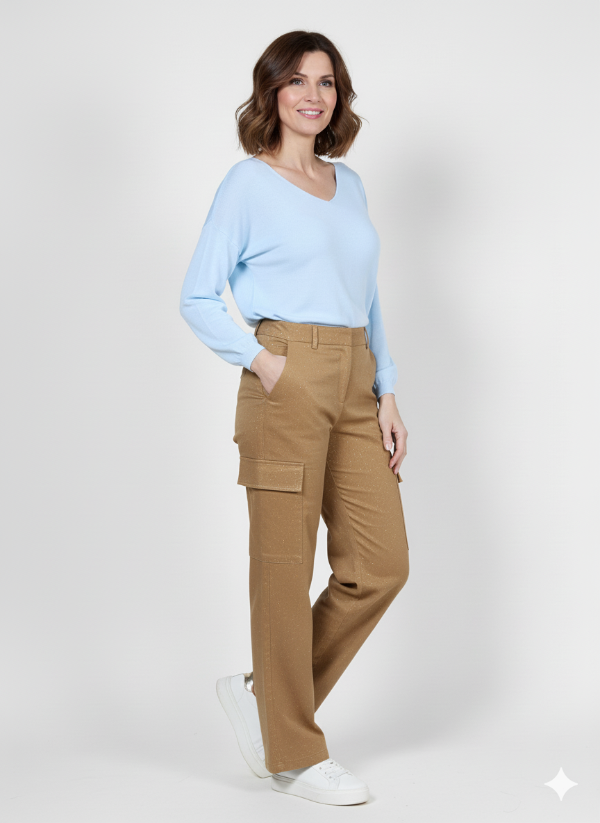 Haut à manches longues en maille bleu clair