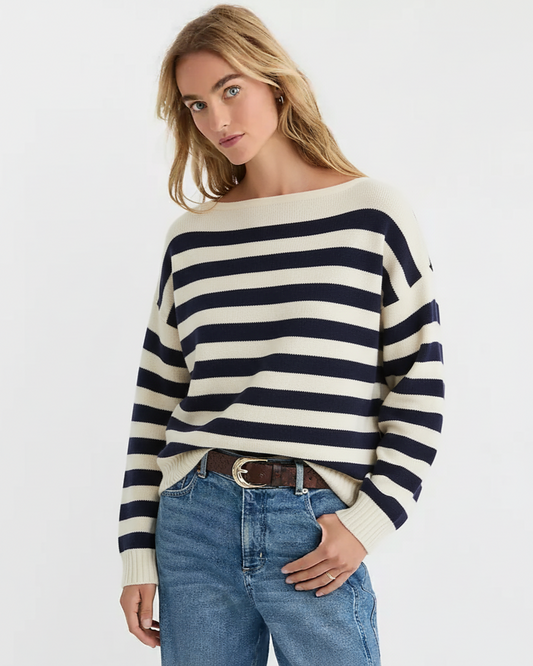 Pull rayé à col bateau Midnight